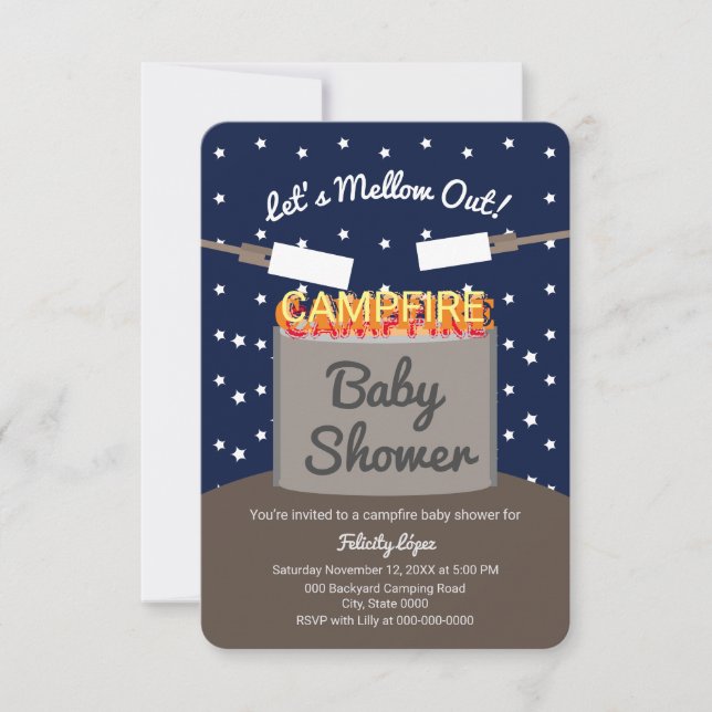 Let’s Mellow Out Modern Camping Invitation (Front)