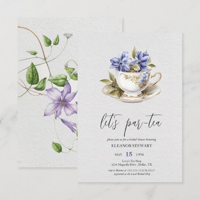 Let’s Par-Tea Tea Party Invitation (Front/Back)