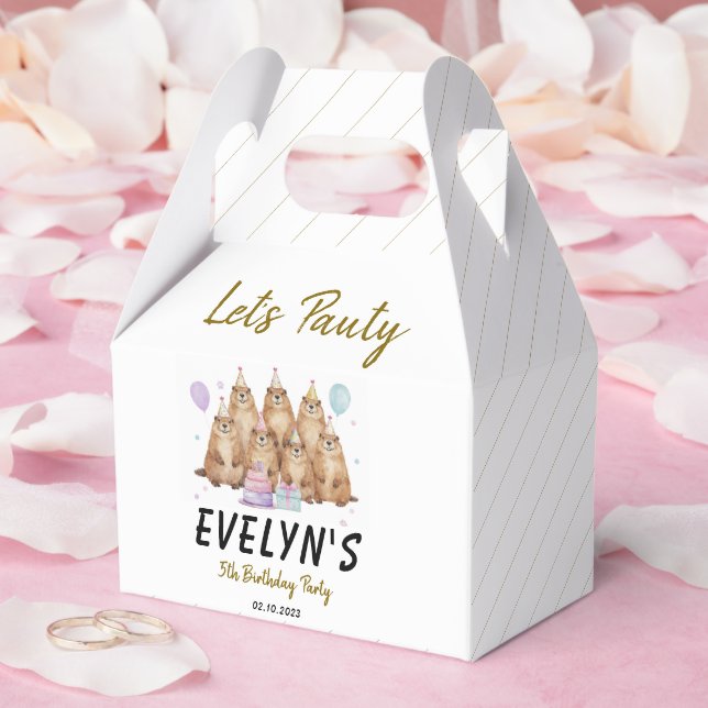 Let’s Party Groundhog 5th Birthday – Fun Kids  Favor Box (Wedding)