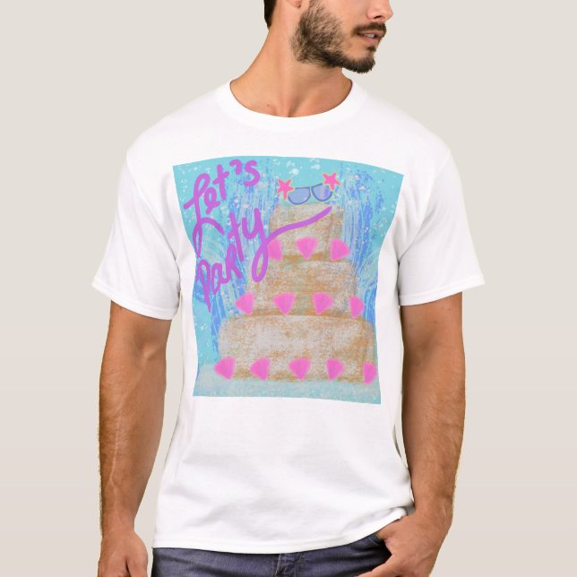 Let’s party sandcastle beach mermaid T-Shirt (Front)