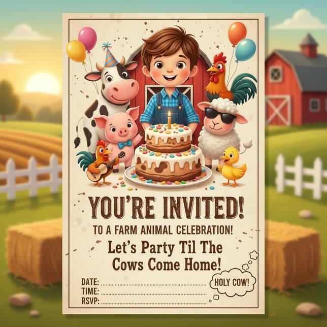 Let’s Party Til the Cows Come Home | Editable Farm Invitation (Creator Uploaded)