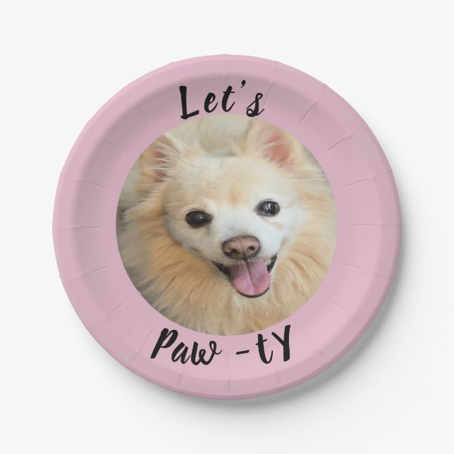 Let’s Paw-ty! Custom Dog  Paper Plate (Front)
