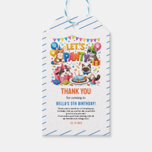 Let’s Pawty Cat 5th Birthday   Cute Kitty Birthday Gift Tags