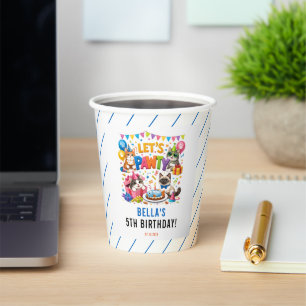 Let’s Pawty Cat 5th Birthday   Cute Kitty Birthday Paper Cups