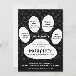 Let’s Pawty, Paw Print Invitation