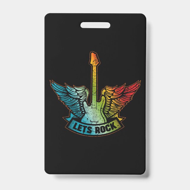 Let’s Rock Legend Rock And Roll Music Guitar Badge (Front)
