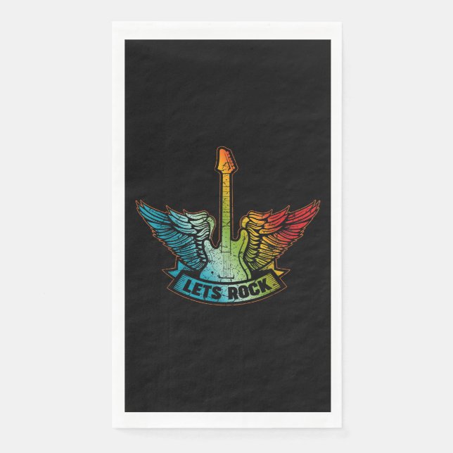 Let’s Rock Legend Rock And Roll Music Guitar Napkin (Front)