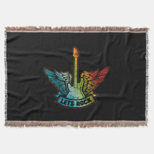 Let’s Rock Legend Rock And Roll Music Guitar Throw Blanket