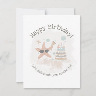 Let’s Shell-abrate! Personalized Starfish Birthday Holiday Card