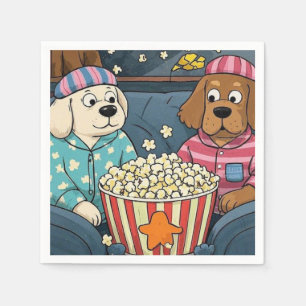 Let’s Stay Home and Order Pupcorn Cartoon dogs Napkin