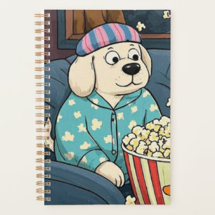 Let’s Stay Home and Order Pupcorn Cartoon dogs Planner
