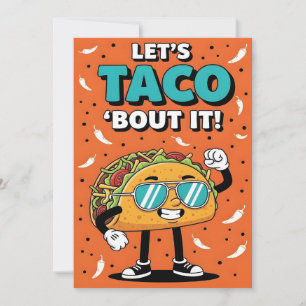 Let’s Taco Bout It spicy Mexican food cartoon Thank You Card