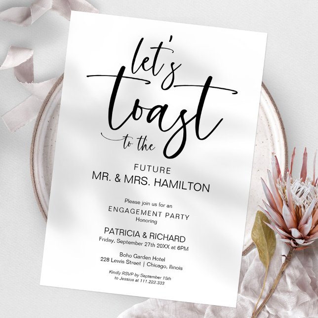 Let’s Toast Chic Calligraphy Engagement Party Invitation (Creator Uploaded)