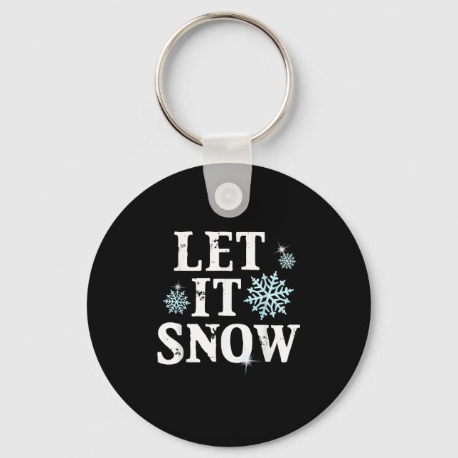 Let Snow Christmas Snowflakes Xmas Matching Family Keychain (Front)