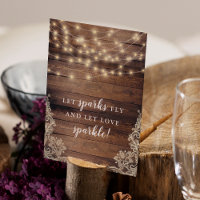Let Sparks Fly | Wood & String Lights Wedding Sign