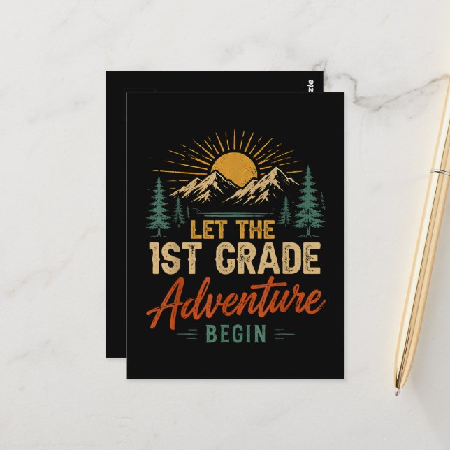 Let The 1st Grade Adventure Begin Postcard (Front/Back In Situ)