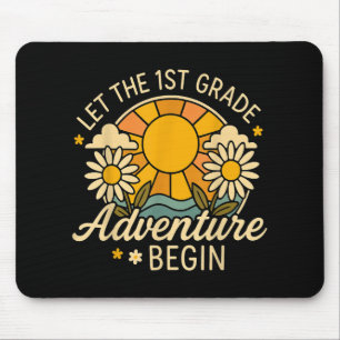 Let The 1st Grade Adventure Begin Retro Sun Back T Mouse Pad
