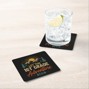 Let The 1st Grade Adventure Begin Square Paper Coaster