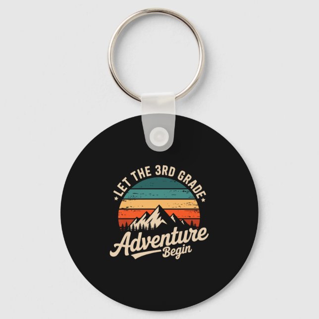 Let The 3rd Grade Adventure Begin Retro First Day  Keychain (Front)