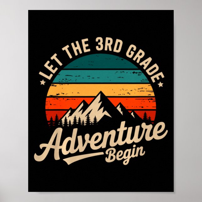 Let The 3rd Grade Adventure Begin Retro First Day  Poster (Front)