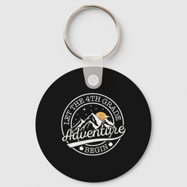 Let The 4th Grade Adventure Begin Retro First Day  Keychain (Front)