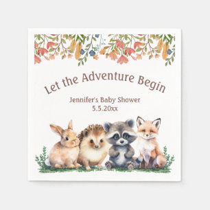 let the adventure begin animals baby shower  napkin