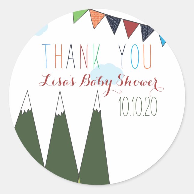 Let the Adventure Begin Baby Shower Classic Round Sticker (Front)