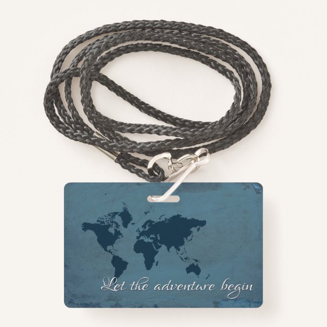 Let the adventure begin badge (Front with Lanyard)