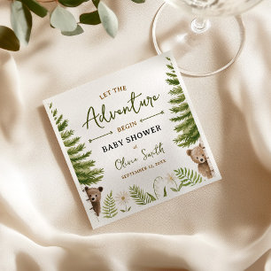 Let the Adventure Begin Bear Twin Baby Shower Napkin