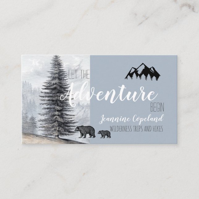 Let The Adventure Begin Bears Wilderness Guide Business Card (Front)