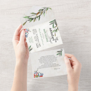 Let the Adventure Begin Book Request Baby Shower - All In One Invitation