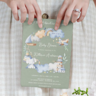 Let the Adventure Begin Boy Baby Toy Baby Shower Invitation