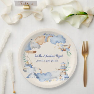 Let the Adventure Begin Boy Baby Toy Baby Shower  Paper Plate