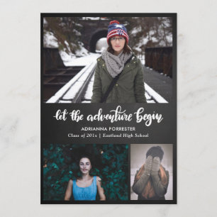 Let The Adventure Begin Chalkboard Graduate Invitation