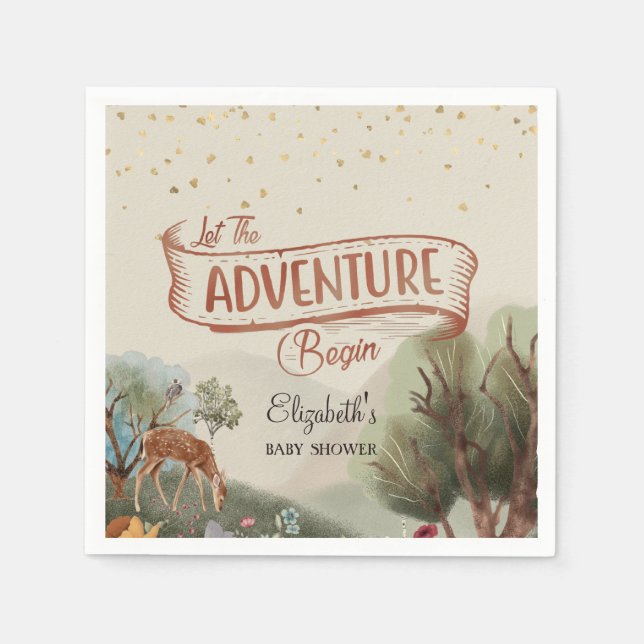 Let The Adventure Begin Coloured Pencil Baby Showe Napkin (Front)