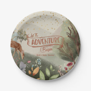 Let The Adventure Begin Coloured Pencil Baby Showe Paper Plate