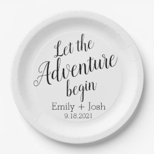 Let the adventure begin custom personalized napki paper plate
