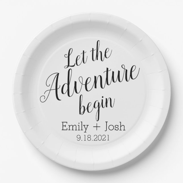 Let the adventure begin custom personalized  napki paper plate (Front)