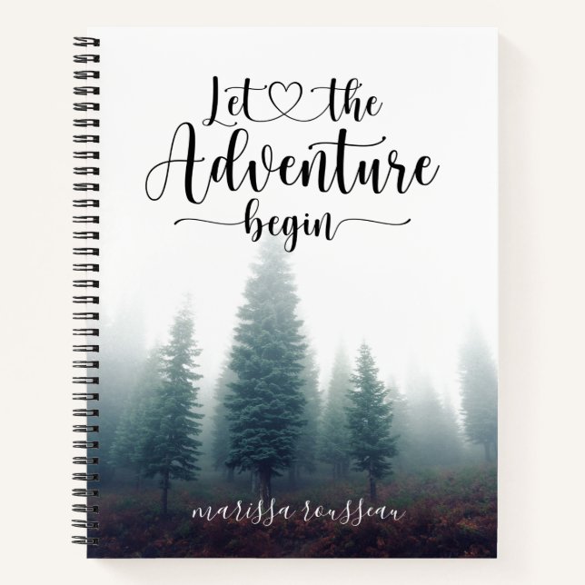 Let The Adventure Begin Custom Watercolor Forest Notebook (Front)