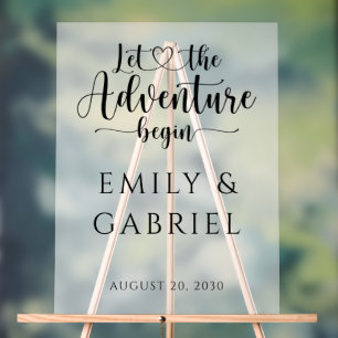 Let The Adventure Begin Custom Wedding  Acrylic Sign
