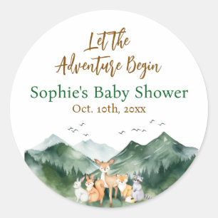 Let the Adventure Begin Forest Baby Shower Favours Classic Round Sticker