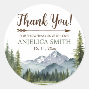 Let the Adventure Begin Forest Rustic Baby Shower Classic Round Sticker