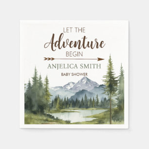 Let the Adventure Begin Forest Rustic Baby Shower Napkin