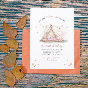 Let the Adventure Begin Girl Baby Shower Invitation