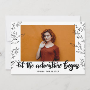 Let The Adventure Begin   Graduate Leaves  Invitation