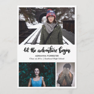 Let The Adventure Begin Handwritten Graduate Invitation