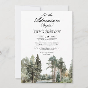 Let The Adventure Begin Lake Forest Baby Shower Invitation