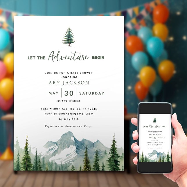 Let The Adventure Begin Mountain Boy Baby Shower Invitation (Creator Uploaded)