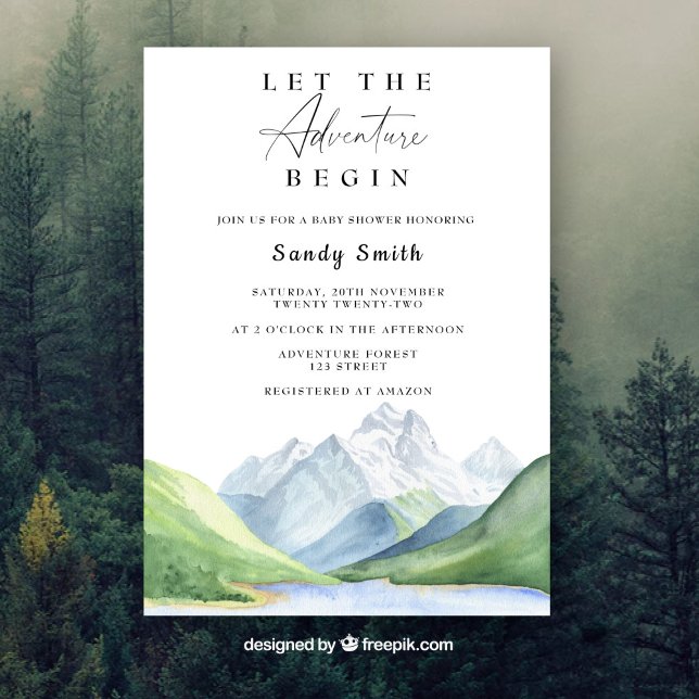Let The Adventure Begin Mountain Boy Baby Shower Invitation (Creator Uploaded)
