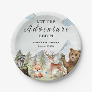 Let the Adventure Begin Mountain Boy Baby Shower  Paper Plate